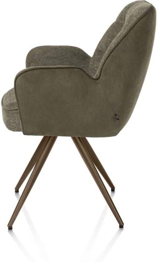 Henders & Hazel Bell armstoel - steelbrown frame - pocket - combi calabria/vada - mosgroen Armstoel