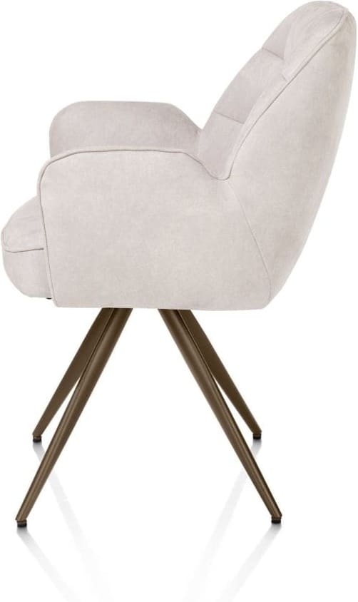 Henders & Hazel Bell armstoel - steelbrown frame - pocket - stof calabria - kiezel Grijs|Wit Armstoel