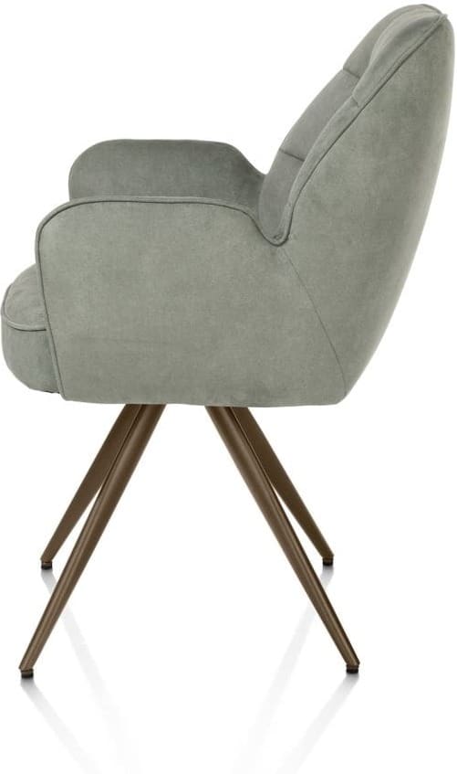 Henders & Hazel Bell armstoel - steelbrown frame - pocket - stof calabria - olijf Groen Armstoel