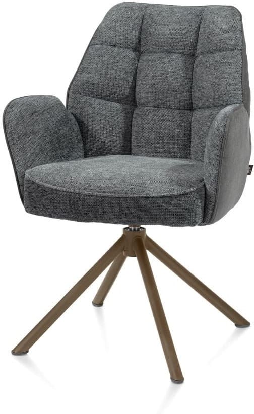 Henders & Hazel Bell armstoel - steelbrown frame recht - draaibaar - pocket - combi calabria/vada Antraciet Armstoel