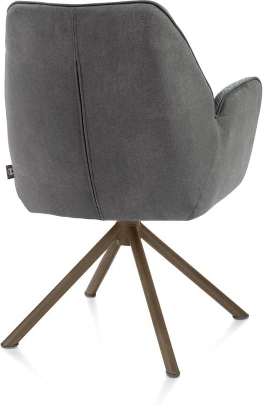 Henders & Hazel Bell armstoel - steelbrown frame recht - draaibaar - pocket - combi calabria/vada Antraciet Armstoel