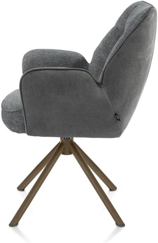 Henders & Hazel Bell armstoel - steelbrown frame recht - draaibaar - pocket - combi calabria/vada Antraciet Armstoel