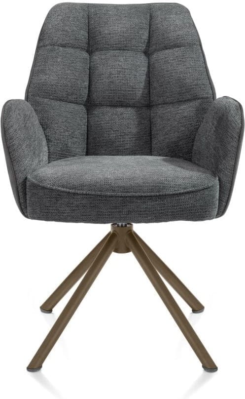 Henders & Hazel Bell armstoel - steelbrown frame recht - draaibaar - pocket - combi calabria/vada Antraciet Armstoel