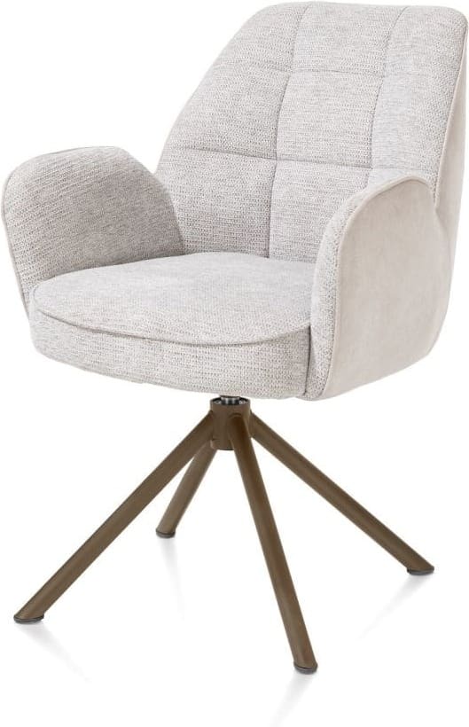 Henders & Hazel Bell armstoel - steelbrown frame recht - draaibaar - pocket - combi calabria/vada - kiezel Grijs|Wit Armstoel