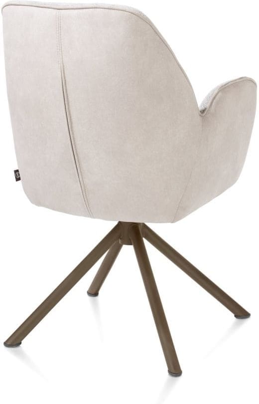 Henders & Hazel Bell armstoel - steelbrown frame recht - draaibaar - pocket - combi calabria/vada - kiezel Grijs|Wit Armstoel