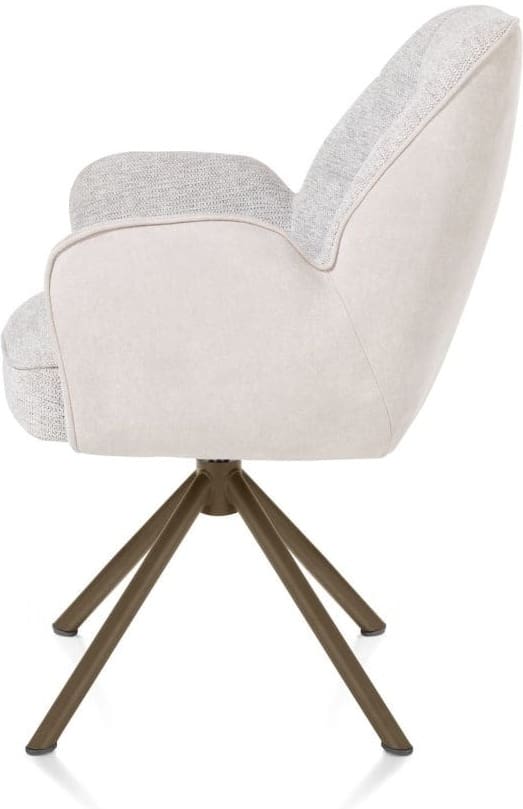 Henders & Hazel Bell armstoel - steelbrown frame recht - draaibaar - pocket - combi calabria/vada - kiezel Grijs|Wit Armstoel