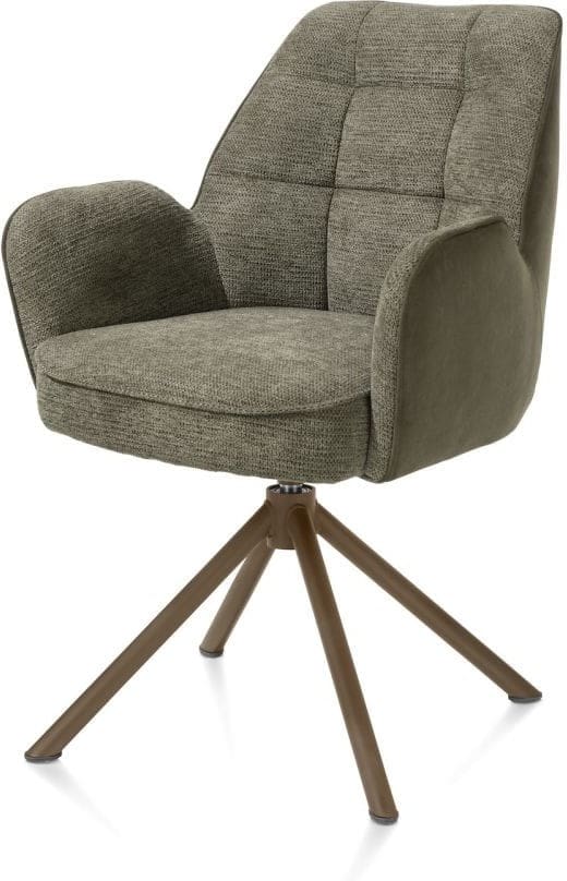 Henders & Hazel Bell armstoel - steelbrown frame recht - draaibaar - pocket - combi calabria/vada - mosgroen Armstoel