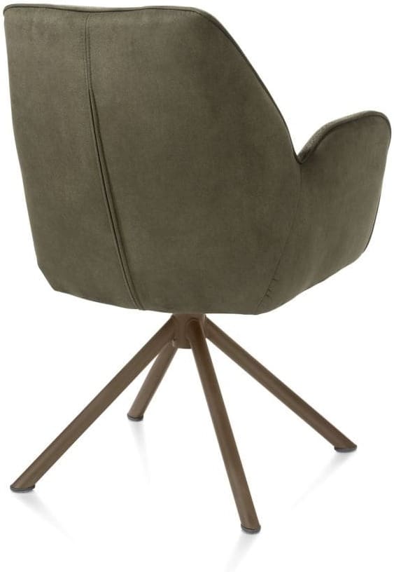 Henders & Hazel Bell armstoel - steelbrown frame recht - draaibaar - pocket - combi calabria/vada - mosgroen Armstoel