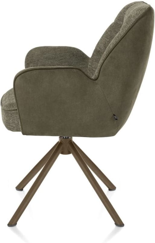 Henders & Hazel Bell armstoel - steelbrown frame recht - draaibaar - pocket - combi calabria/vada - mosgroen Armstoel