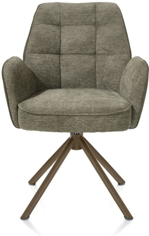 Henders & Hazel Bell armstoel - steelbrown frame recht - draaibaar - pocket - combi calabria/vada - mosgroen  Armstoel