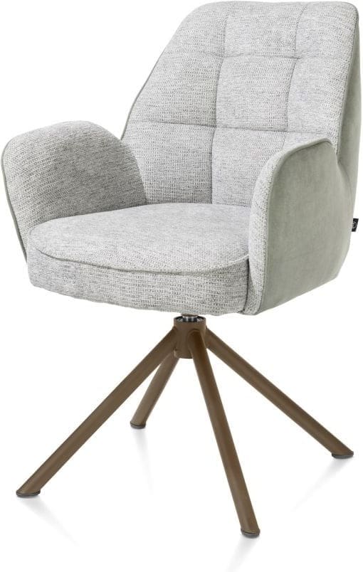 Henders & Hazel Bell armstoel - steelbrown frame recht - draaibaar - pocket - combi calabria/vada - olijf Groen Armstoel
