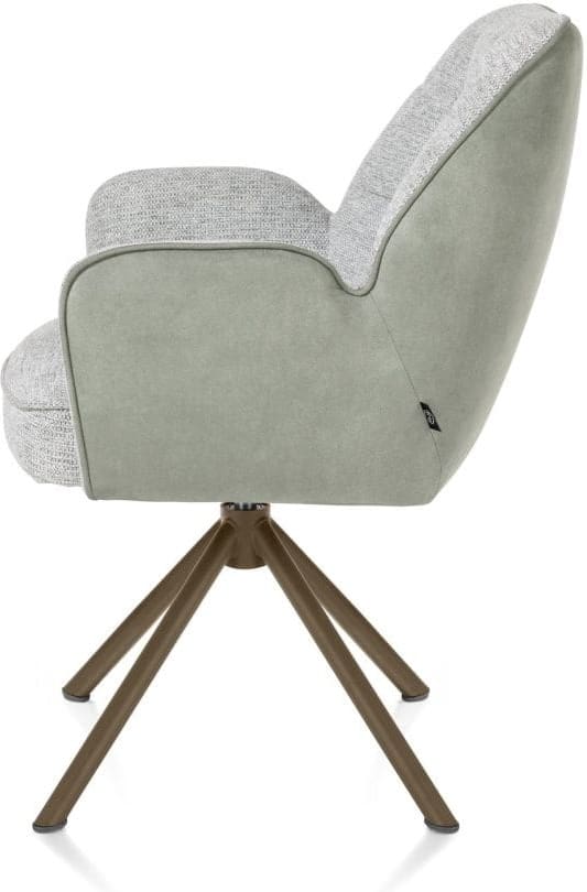 Henders & Hazel Bell armstoel - steelbrown frame recht - draaibaar - pocket - combi calabria/vada - olijf Groen Armstoel