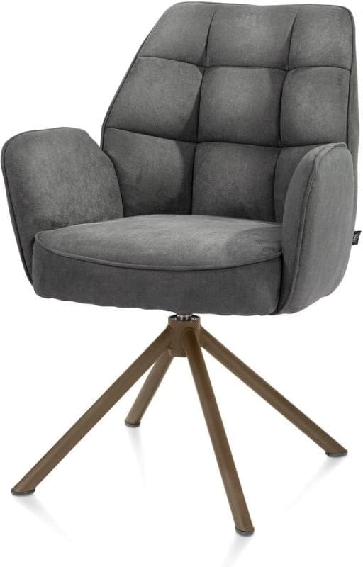 Henders & Hazel Bell armstoel - steelbrown frame recht - draaibaar - pocket - stof calabria Antraciet Armstoel