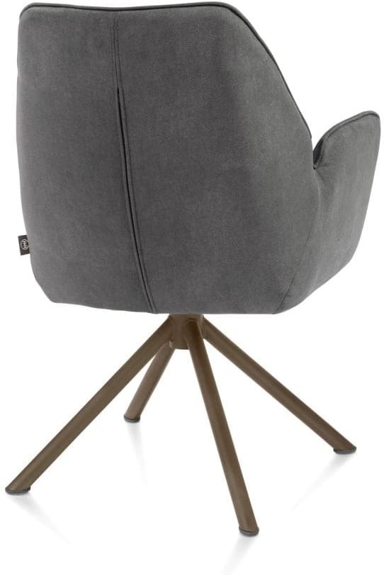 Henders & Hazel Bell armstoel - steelbrown frame recht - draaibaar - pocket - stof calabria Antraciet Armstoel