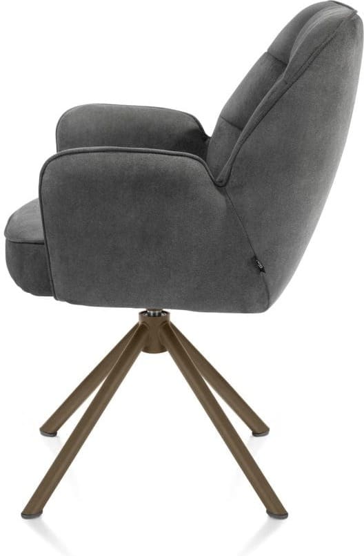 Henders & Hazel Bell armstoel - steelbrown frame recht - draaibaar - pocket - stof calabria Antraciet Armstoel
