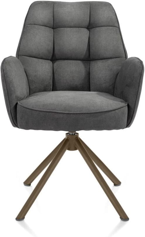 Henders & Hazel Bell armstoel - steelbrown frame recht - draaibaar - pocket - stof calabria Antraciet Armstoel