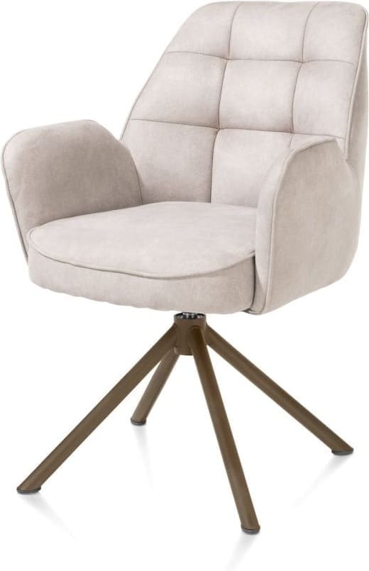 Henders & Hazel Bell armstoel - steelbrown frame recht - draaibaar - pocket - stof calabria - kiezel Grijs|Wit Armstoel
