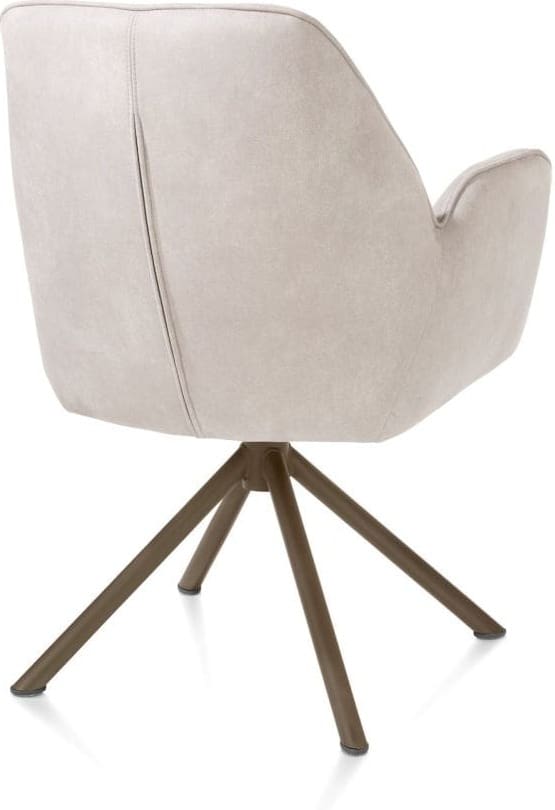 Henders & Hazel Bell armstoel - steelbrown frame recht - draaibaar - pocket - stof calabria - kiezel Grijs|Wit Armstoel