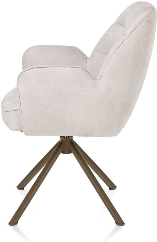 Henders & Hazel Bell armstoel - steelbrown frame recht - draaibaar - pocket - stof calabria - kiezel Grijs|Wit Armstoel
