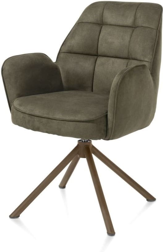 Henders & Hazel Bell armstoel - steelbrown frame recht - draaibaar - pocket - stof calabria - mosgroen Armstoel