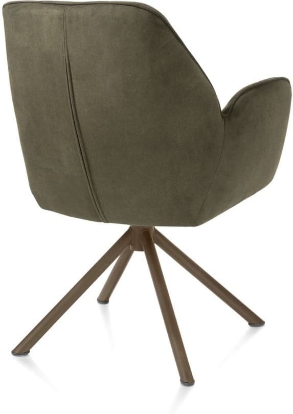 Henders & Hazel Bell armstoel - steelbrown frame recht - draaibaar - pocket - stof calabria - mosgroen Armstoel