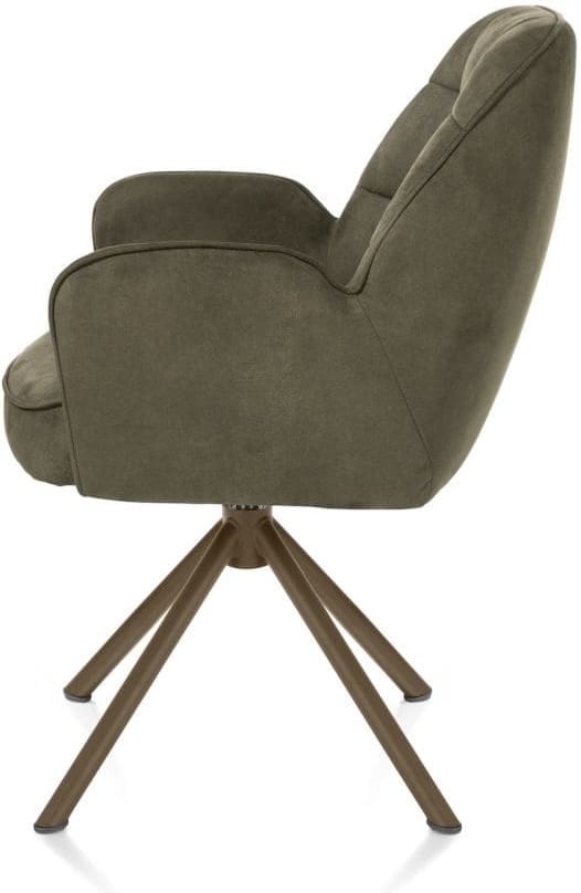 Henders & Hazel Bell armstoel - steelbrown frame recht - draaibaar - pocket - stof calabria - mosgroen Armstoel