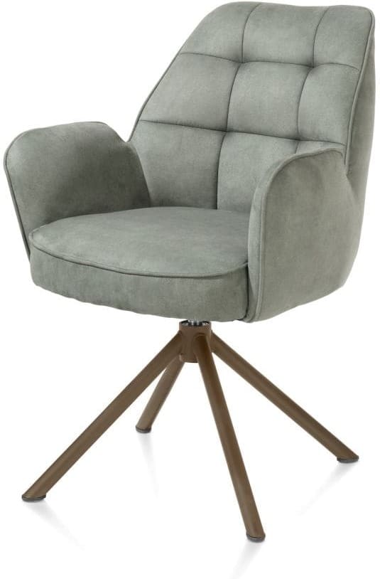 Henders & Hazel Bell armstoel - steelbrown frame recht - draaibaar - pocket - stof calabria - olijf Groen Armstoel