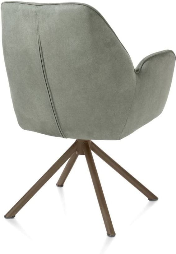 Henders & Hazel Bell armstoel - steelbrown frame recht - draaibaar - pocket - stof calabria - olijf Groen Armstoel