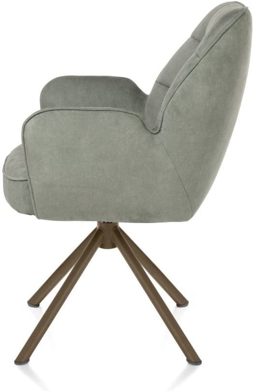Henders & Hazel Bell armstoel - steelbrown frame recht - draaibaar - pocket - stof calabria - olijf Groen Armstoel