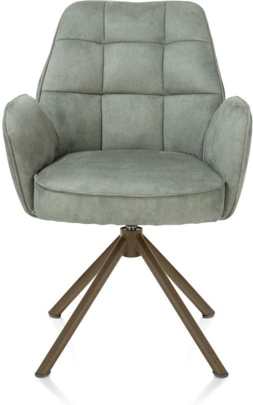 Henders & Hazel Bell armstoel - steelbrown frame recht - draaibaar - pocket - stof calabria - olijf Groen Armstoel