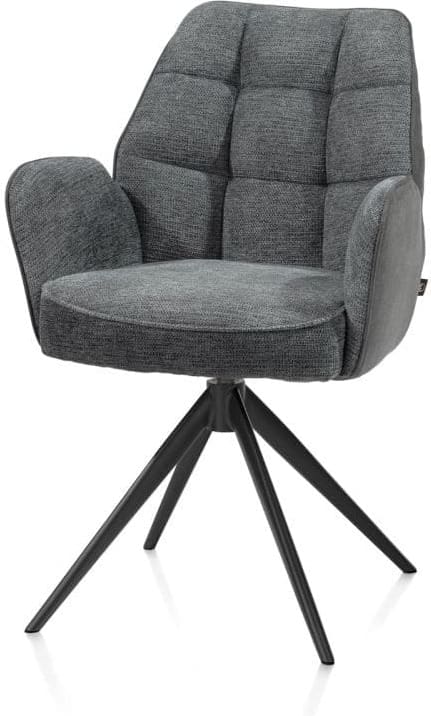 Henders & Hazel Bell armstoel - zwart frame - draaibaar - relax - pocket - combi calabria/vada - antraciet Antraciet Armstoel
