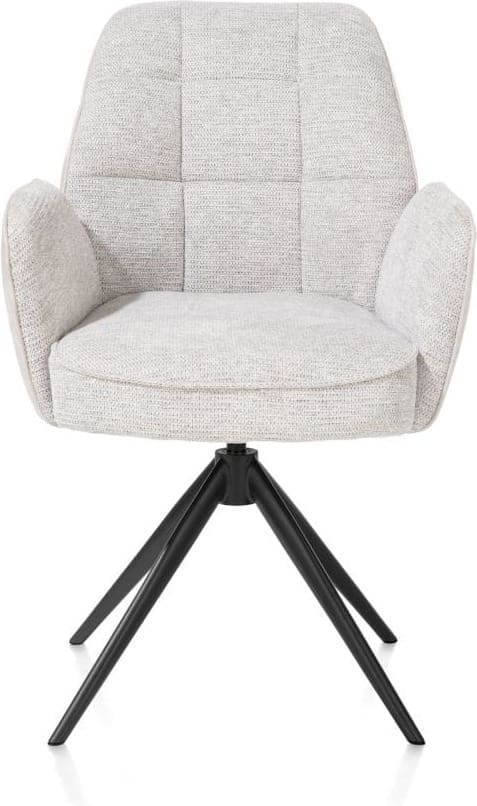 Henders & Hazel Bell armstoel - zwart frame - draaibaar - relax - pocket - combi calabria/vada - kiezel Grijs|Wit Armstoel