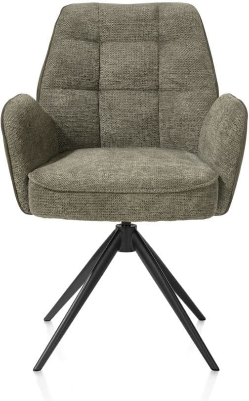 Henders & Hazel Bell armstoel - zwart frame - draaibaar - relax - pocket - combi calabria/vada - mosgroen Armstoel