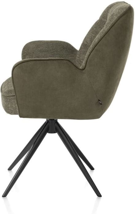 Henders & Hazel Bell armstoel - zwart frame - draaibaar - relax - pocket - combi calabria/vada - mosgroen Armstoel