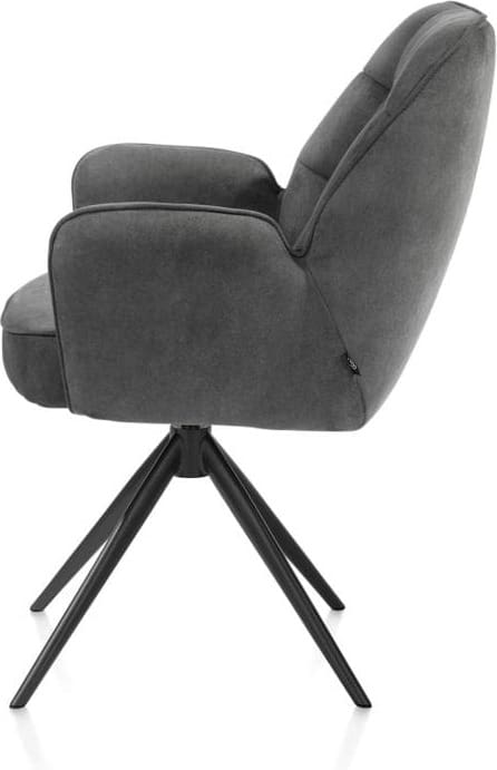 Henders & Hazel Bell armstoel - zwart frame - draaibaar - relax - pocket - stof calabria - antraciet Antraciet Armstoel