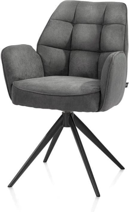 Henders & Hazel Bell armstoel - zwart frame - draaibaar - relax - pocket - stof calabria - antraciet Antraciet Armstoel