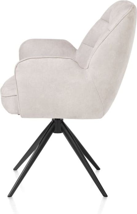 Henders & Hazel Bell armstoel - zwart frame - draaibaar - relax - pocket - stof calabria - kiezel Grijs|Wit Armstoel