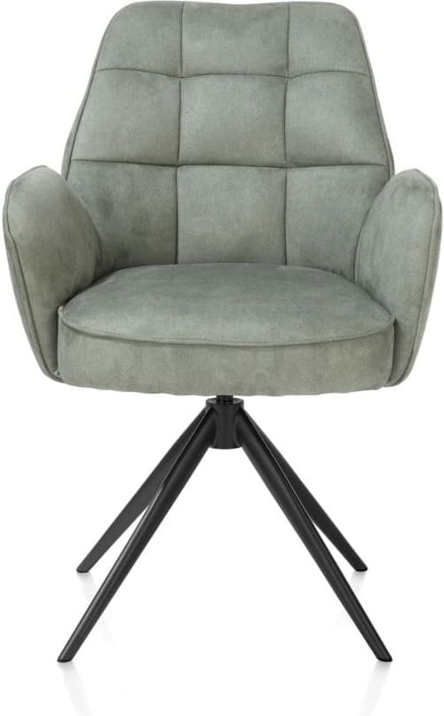 Henders & Hazel Bell armstoel - zwart frame - draaibaar - relax - pocket - stof calabria - olijf Groen Armstoel
