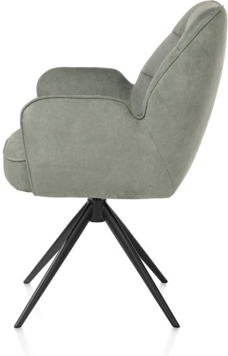 Henders & Hazel Bell armstoel - zwart frame - draaibaar - relax - pocket - stof calabria - olijf Groen Armstoel