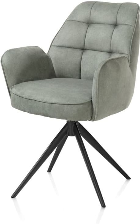 Henders & Hazel Bell armstoel - zwart frame - draaibaar - relax - pocket - stof calabria - olijf Groen Armstoel