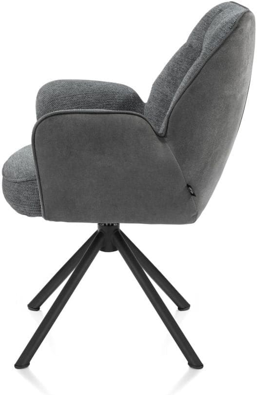 Henders & Hazel Bell armstoel - zwart frame recht - draaibaar - pocket - combi calabria/vada Antraciet Armstoel