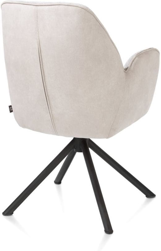Henders & Hazel Bell armstoel - zwart frame recht - draaibaar - pocket - combi calabria/vada - kiezel Grijs|Wit Armstoel