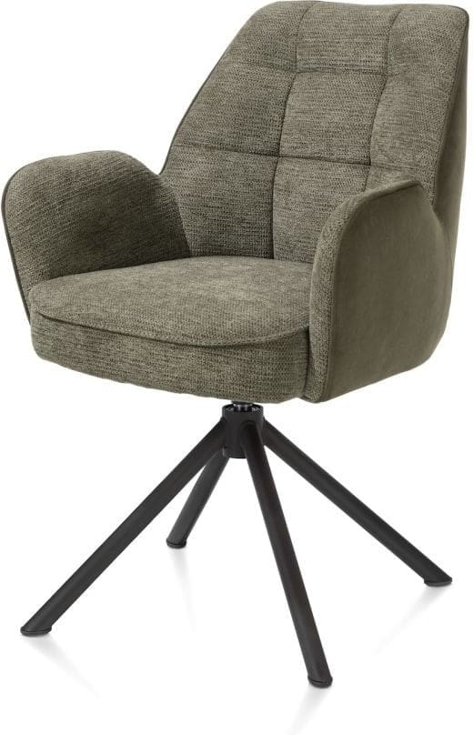 Henders & Hazel Bell armstoel - zwart frame recht - draaibaar - pocket - combi calabria/vada - mosgroen Armstoel