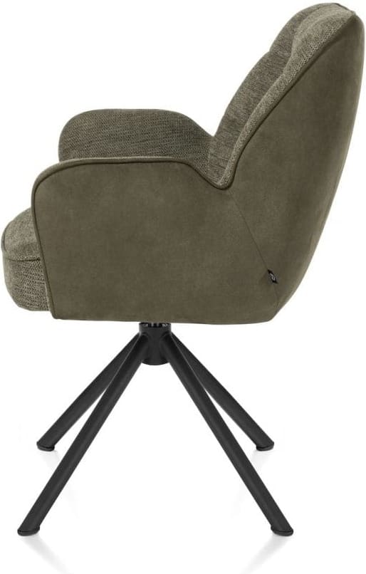 Henders & Hazel Bell armstoel - zwart frame recht - draaibaar - pocket - combi calabria/vada - mosgroen Armstoel