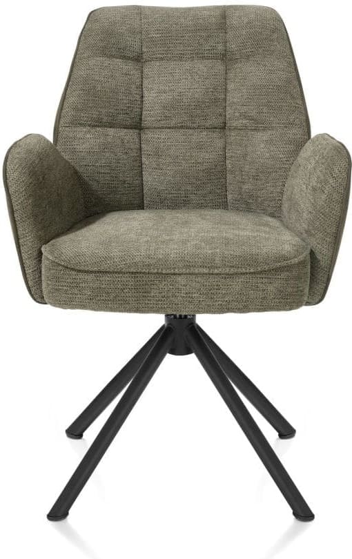 Henders & Hazel Bell armstoel - zwart frame recht - draaibaar - pocket - combi calabria/vada - mosgroen Armstoel