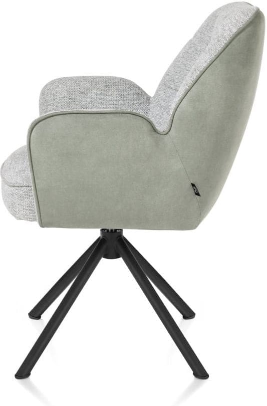 Henders & Hazel Bell armstoel - zwart frame recht - draaibaar - pocket - combi calabria/vada - olijf Groen Armstoel