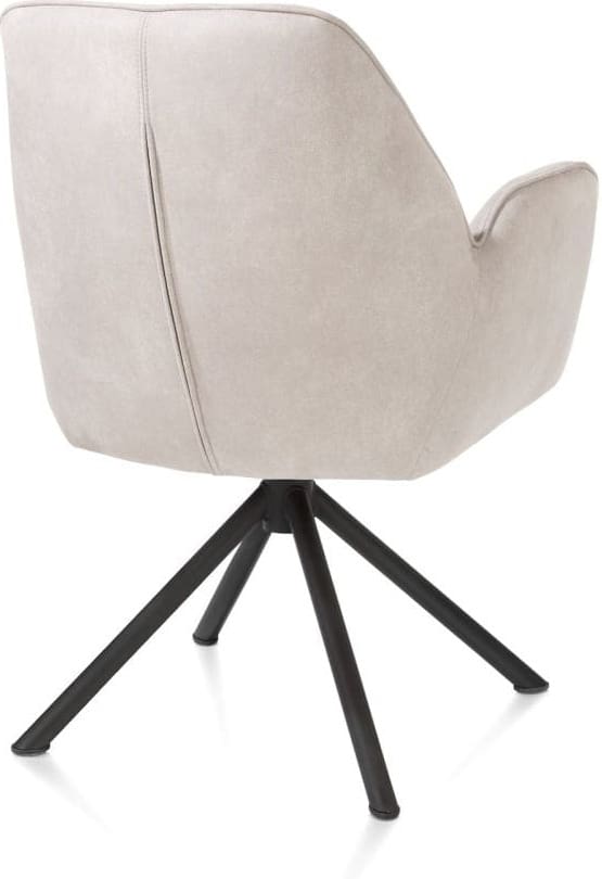 Henders & Hazel Bell armstoel - zwart frame recht - draaibaar - pocket - stof calabria - kiezel Grijs|Wit Armstoel
