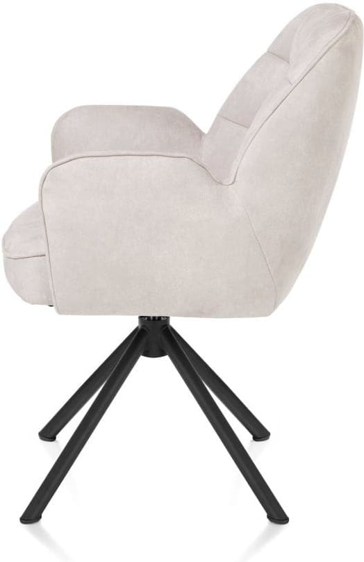 Henders & Hazel Bell armstoel - zwart frame recht - draaibaar - pocket - stof calabria - kiezel Grijs|Wit Armstoel