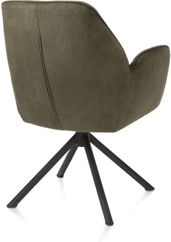 Henders & Hazel Bell armstoel - zwart frame recht - draaibaar - pocket - stof calabria - mosgroen Armstoel