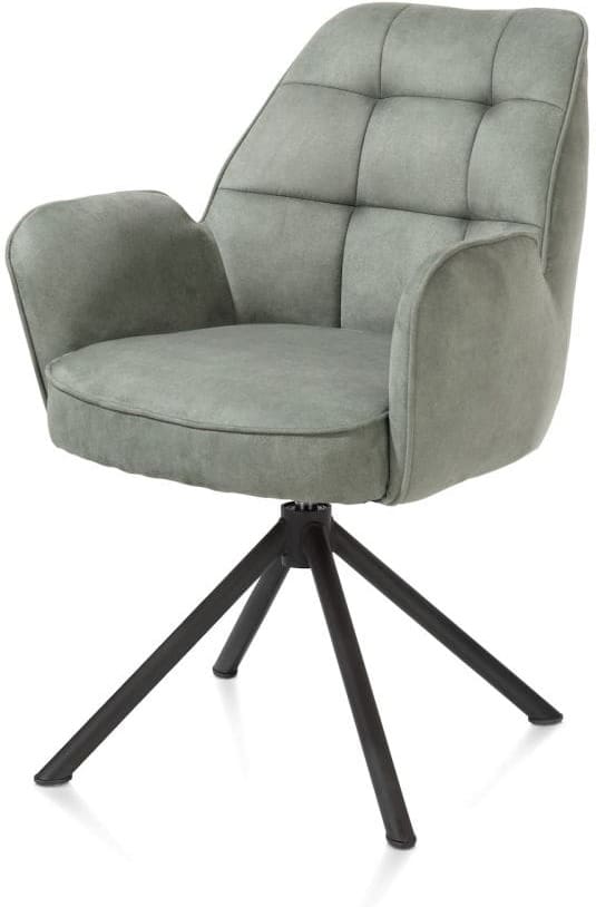 Henders & Hazel Bell armstoel - zwart frame recht - draaibaar - pocket - stof calabria - olijf Groen Armstoel